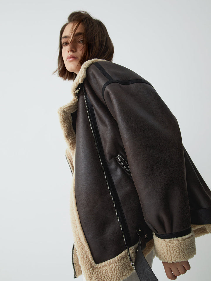 Lune London | Brown Leather Pilot Jacket for Women