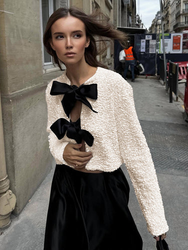Amarae | Velvet Bow Decor Jacket
