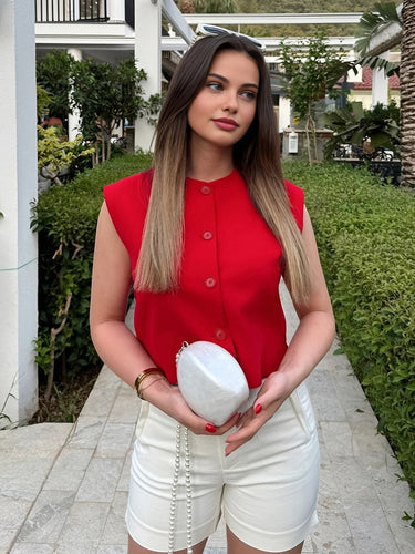 Amarae | Leisure Sleeveless Button Vests