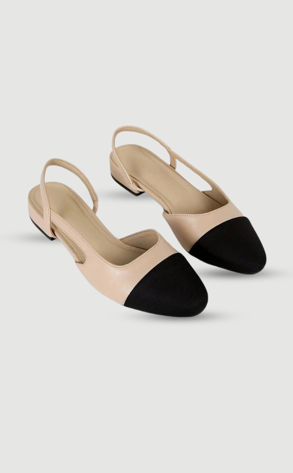 Lune London | Slingback Ballerinas in Beige & Black Classic Chic