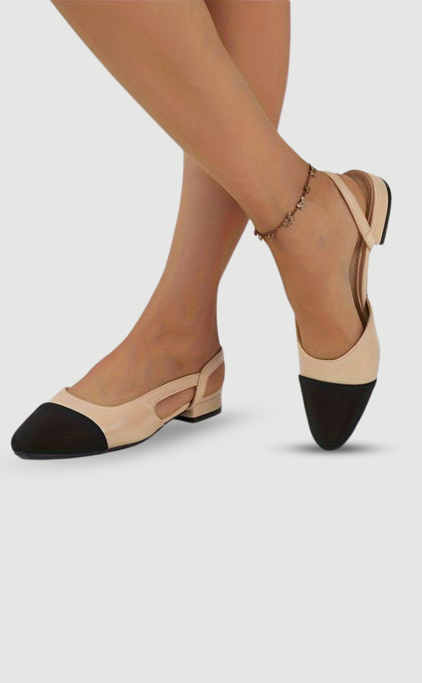 Lune London | Slingback Ballerinas in Beige & Black Classic Chic