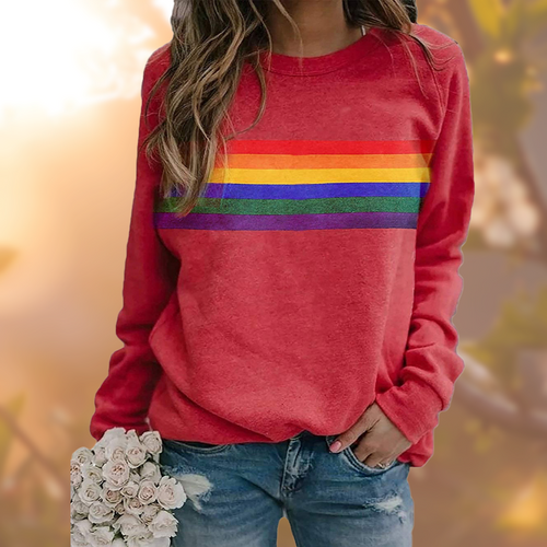 Amarae | Soft Cotton Sweater With Rainbow Stripes