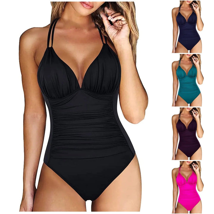 Chic Und Stil | Shaping Swimsuit with Push-Up Bikini Top and V-Neck for Women