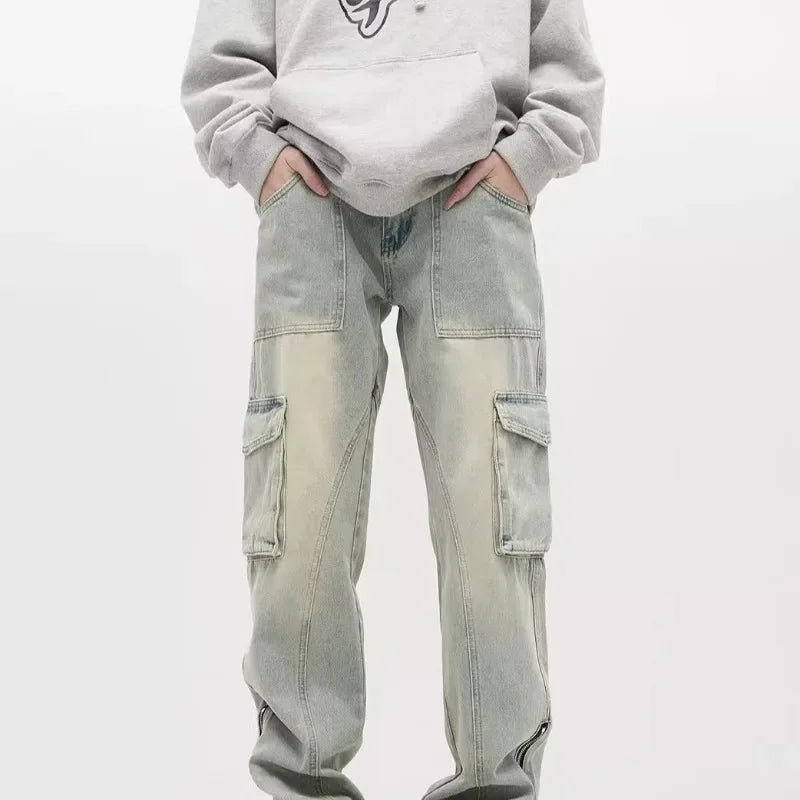 Lune London | Wide cut baggy jeans for men - Side zipper detail