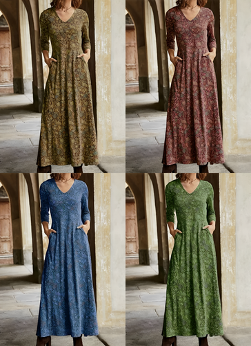 Amarae | Long Dress with Retro Pattern