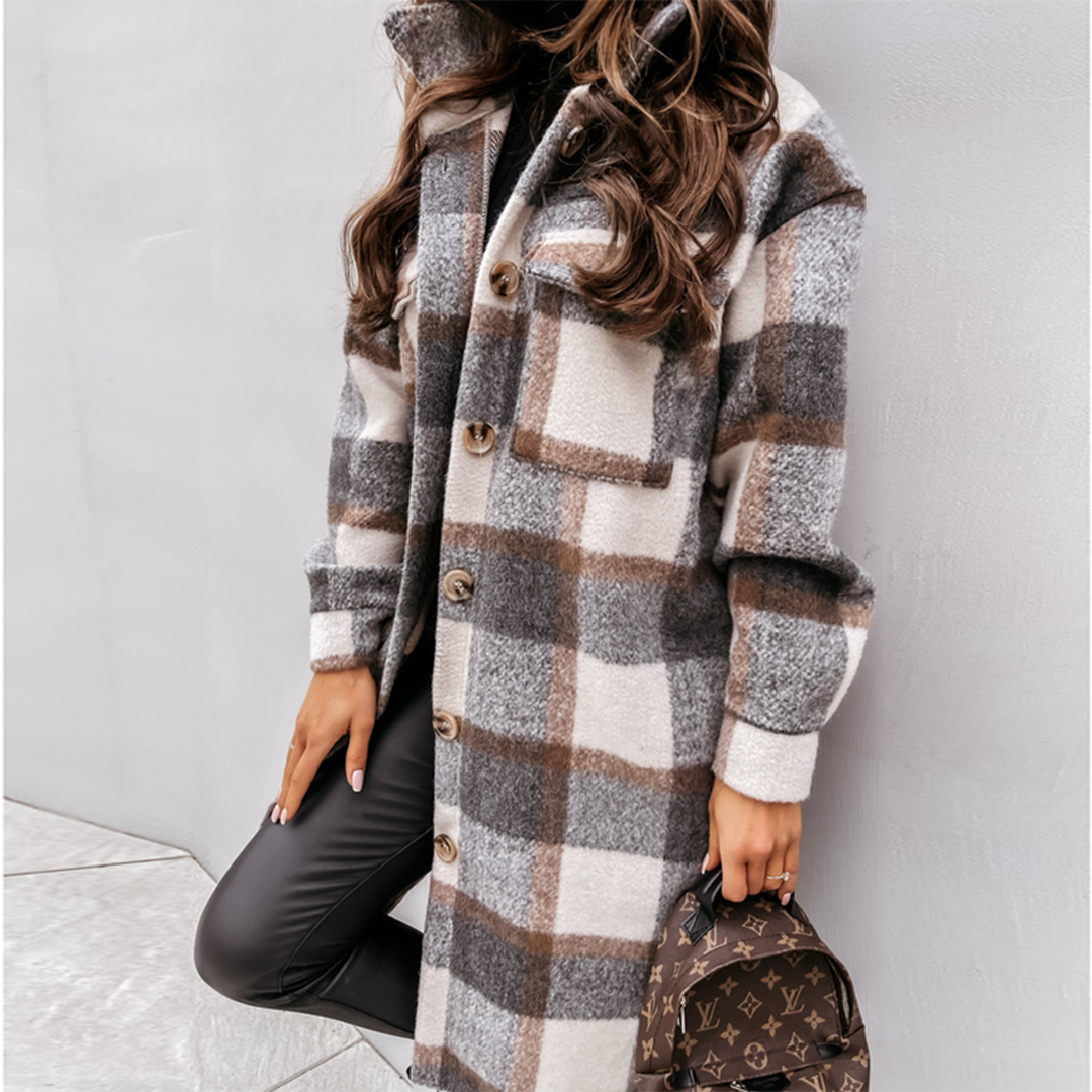 Amarae - Long plaid coat for women new collection autumn 2023