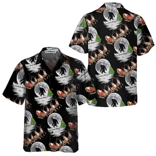 Amarae | Bigfoot & Santa Claus at Christmas Hawaiian Shirt, Fun Christmas Shirts for Men