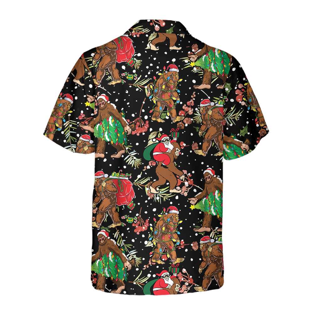 Lune London | Bigfoot Christmas with Christmas pattern Hawaiian shirt, funny Bigfoot Christmas shirt, gift for Christmas