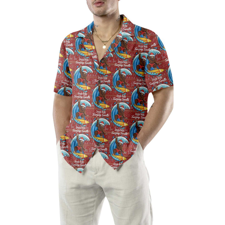 Lune London | Bigfoot Surf Christmas Hawaiian Shirt, Funny Bigfoot Christmas T-Shirt, Best Christmas Gift Idea