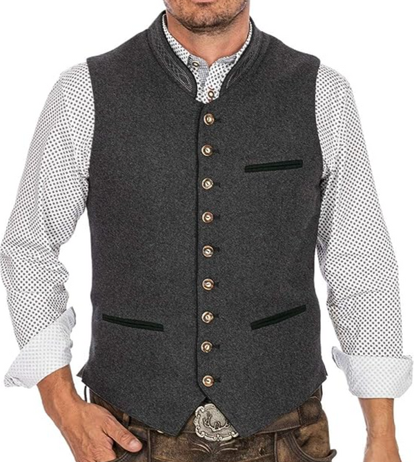 Amarae | Men's Trachten Vest Vest Gray Classic Elegant