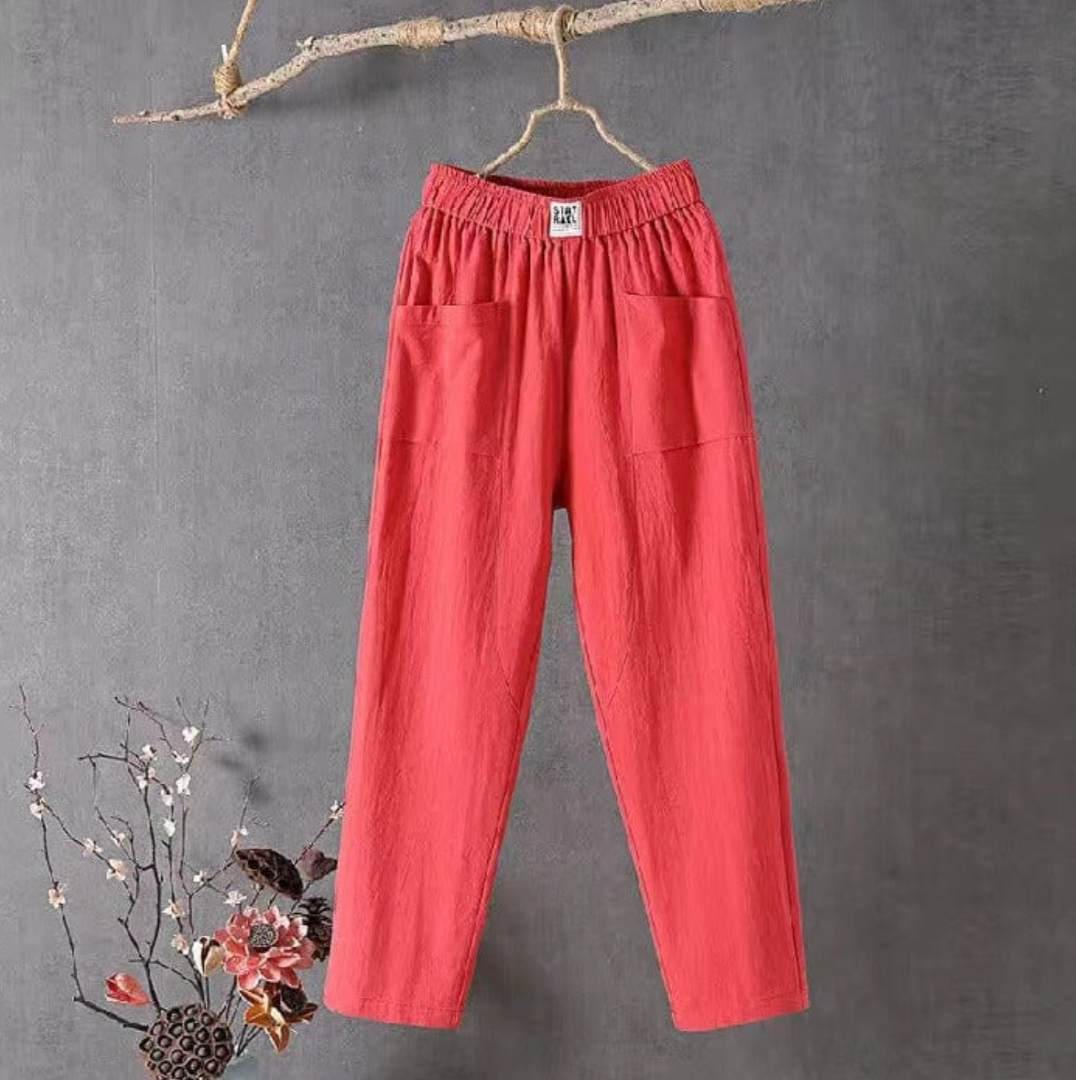 Lune London | Airy Linen Trousers with Elastic waistband for Women