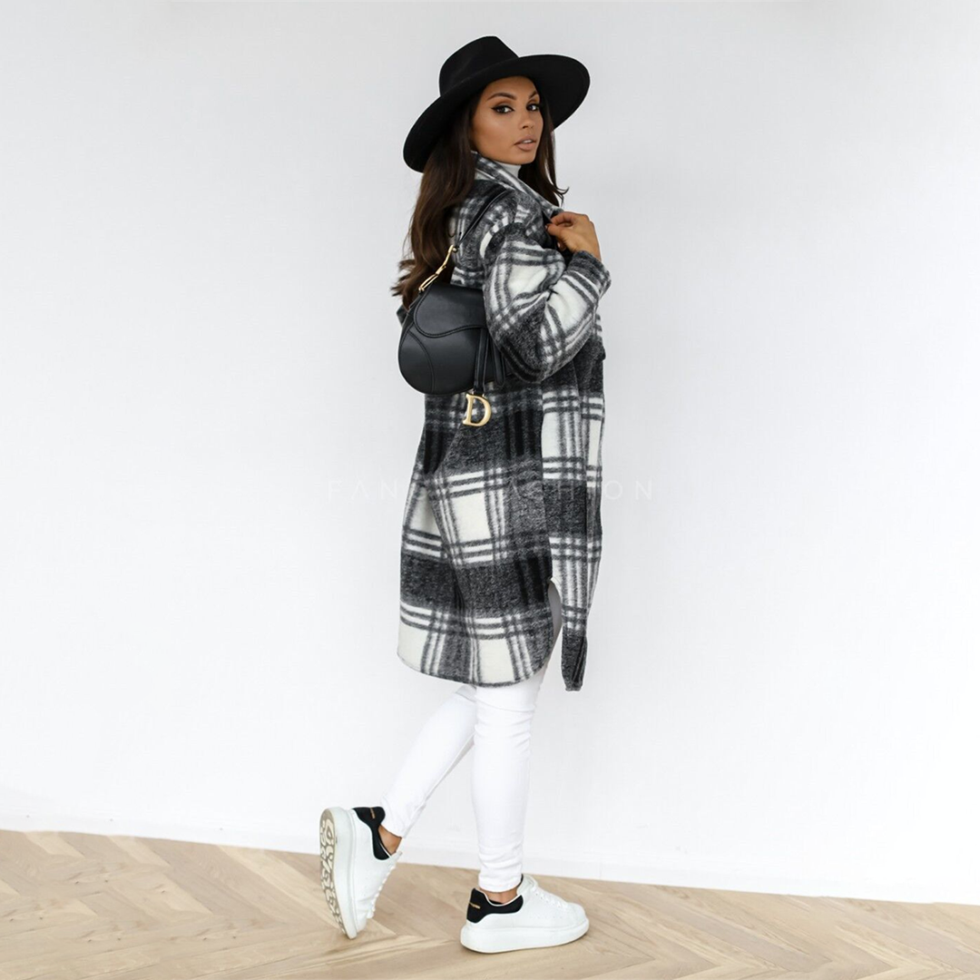 Amarae - Long plaid coat for women new collection autumn 2023