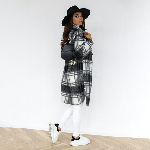Amarae - Long plaid coat for women new collection autumn 2023