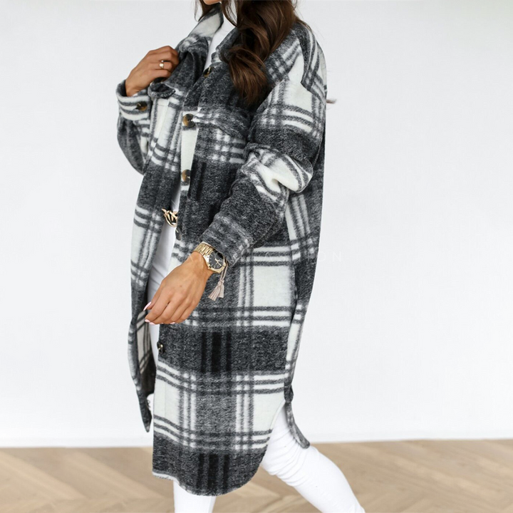 Amarae - Long plaid coat for women new collection autumn 2023