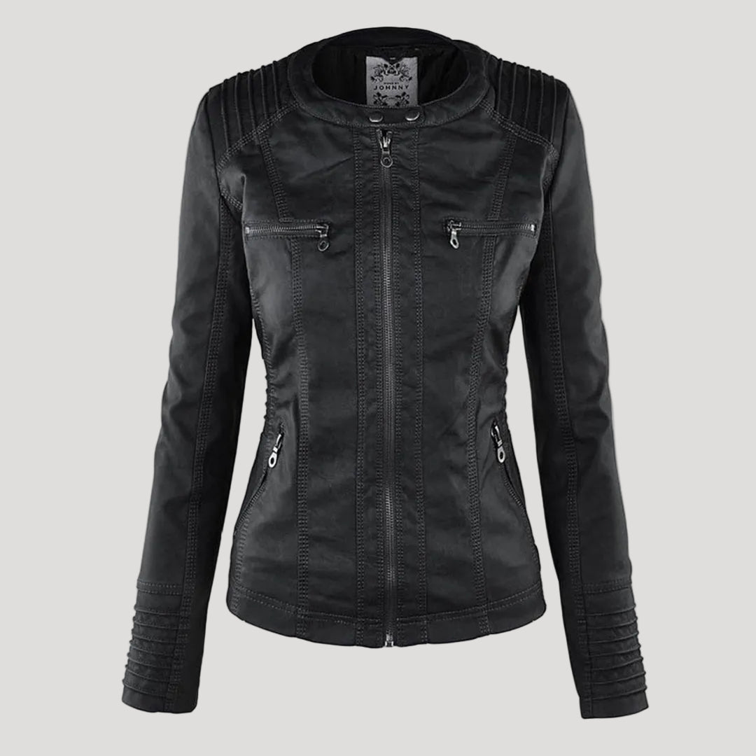 Amarae | Waterproof Women's Faux Leather Jacket with Hood