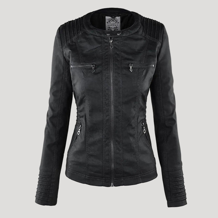 Amarae | Waterproof Women's Faux Leather Jacket with Hood