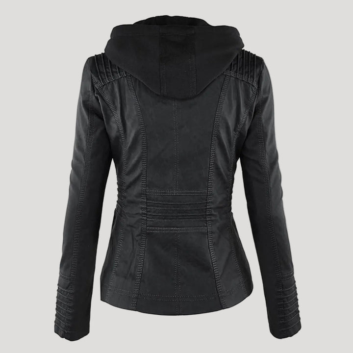 Amarae | Waterproof Women's Faux Leather Jacket with Hood