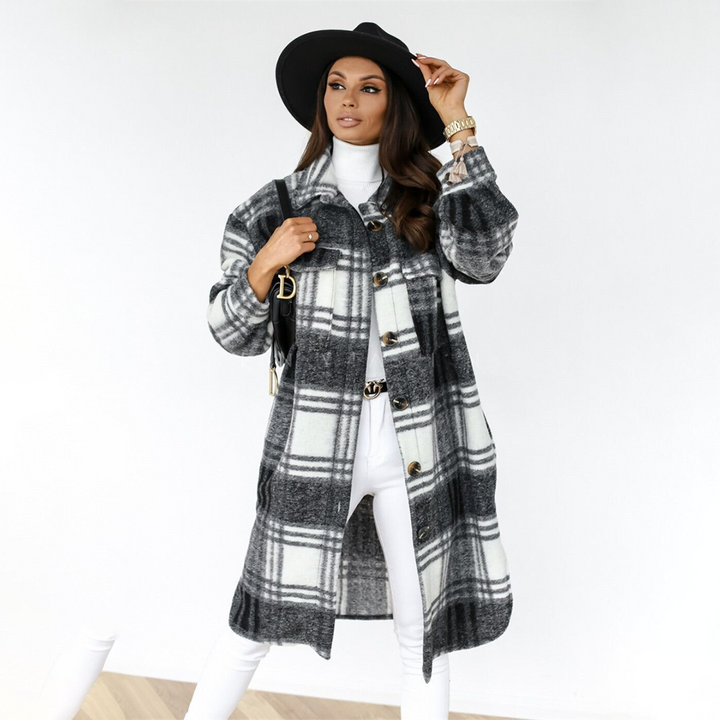 Amarae - Long plaid coat for women new collection autumn 2023