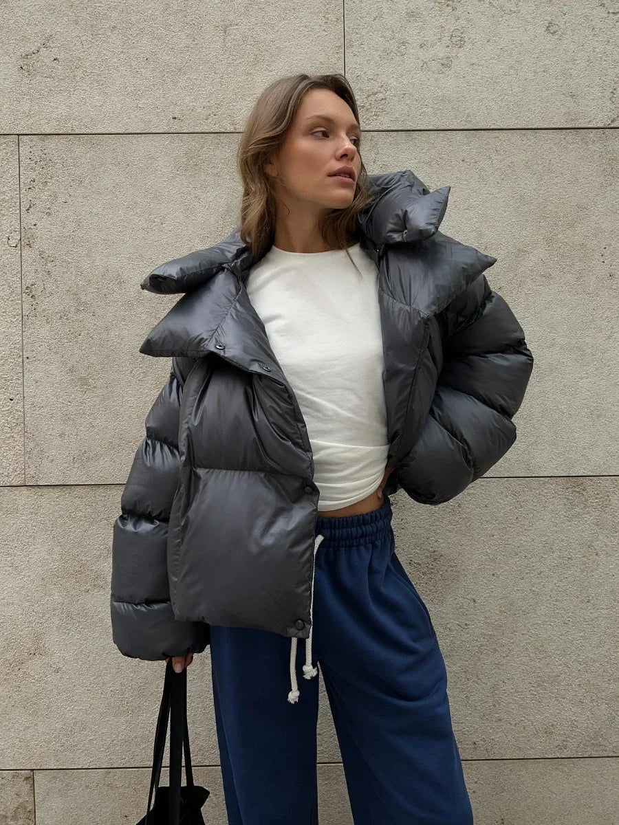 Chic Und Stil | Women's Winter Puffer Jacket with Hood and Oversized Style