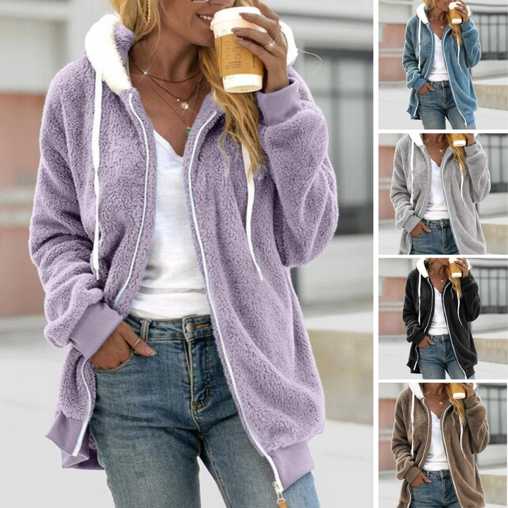 Amarae | Elegant Loose Fleece Coat with Hood