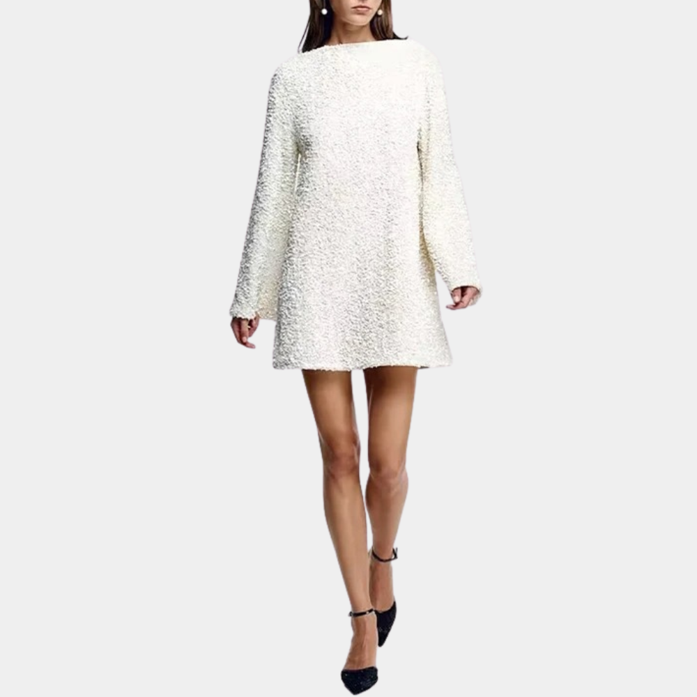 Lune London | Flared short dress with sequins and round neckline for ladies