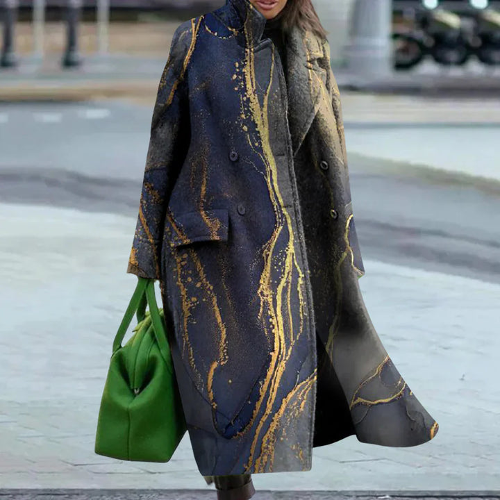 Lune London | Coat - Plus Size - Full Length - Wool - Abstract Pattern - Button Closure