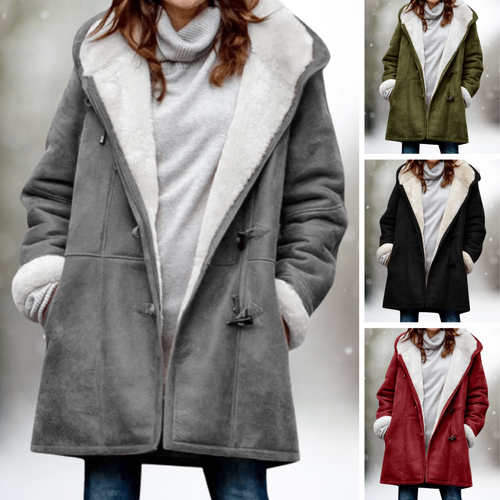 Amarae | High quality fleece suede jacket with mid-length hood