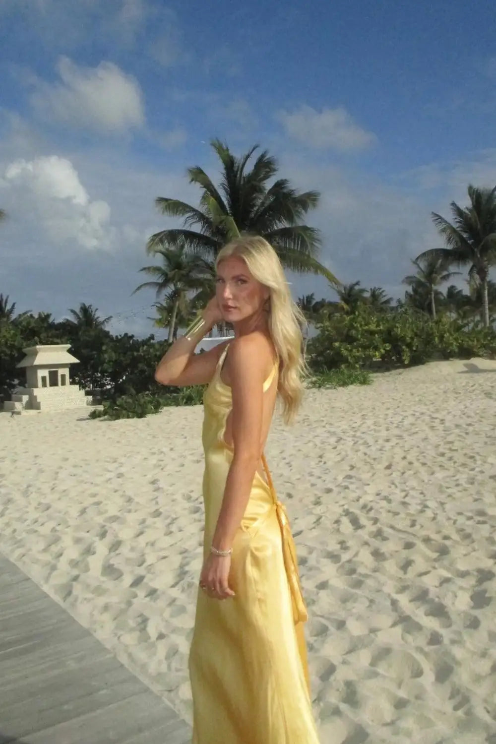 Lune London | Satin dress with diagonal neckline