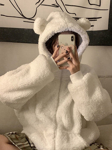 Amarae | Zip-Up Fleece Jacket with Ear Hood and Zipper