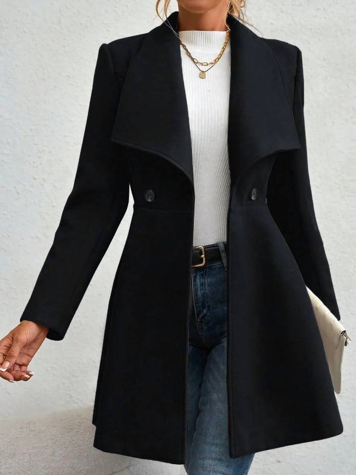 Chic Und Stil | Medium-Length Wool Coat Solid Color with Buttons with Notched Collar Long Sleeves Elegant Casual Jacket for Women
