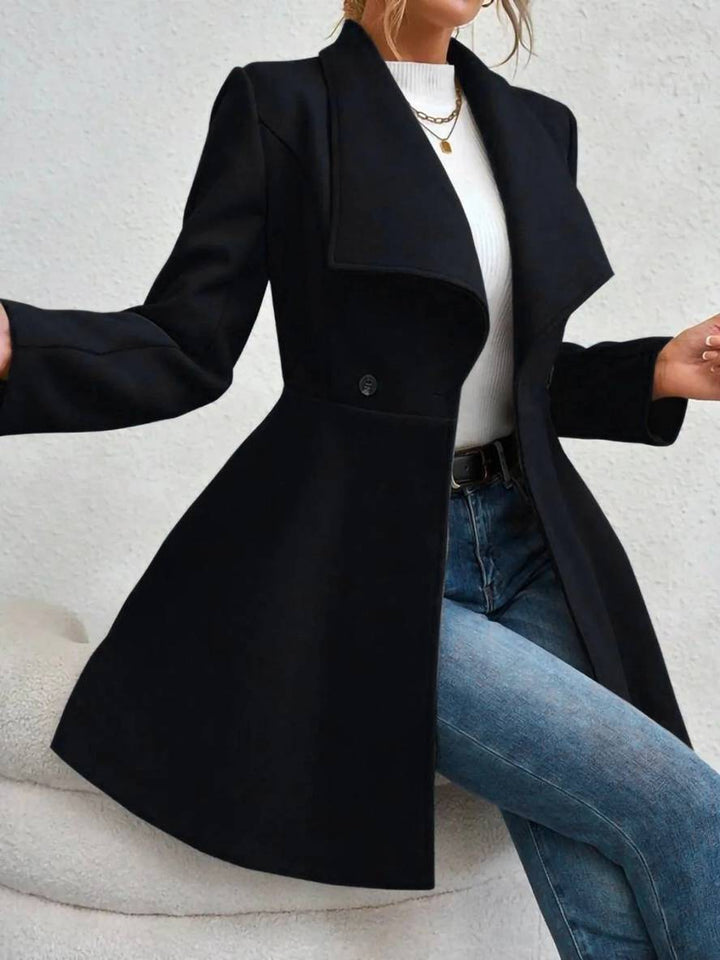Chic Und Stil | Medium-Length Wool Coat Solid Color with Buttons with Notched Collar Long Sleeves Elegant Casual Jacket for Women