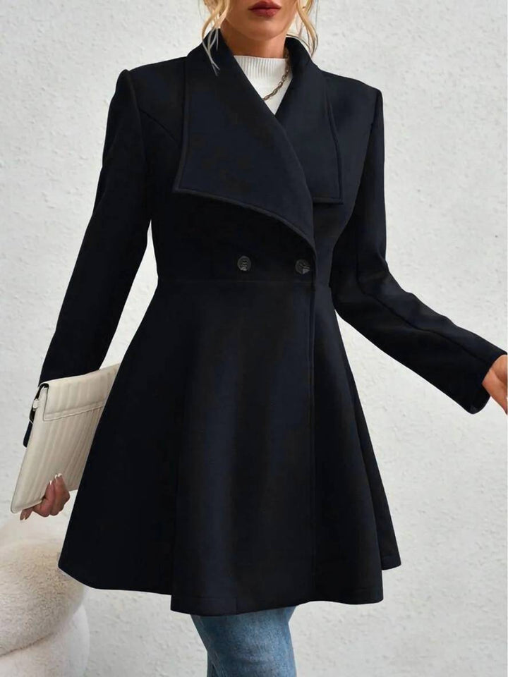 Chic Und Stil | Medium-Length Wool Coat Solid Color with Buttons with Notched Collar Long Sleeves Elegant Casual Jacket for Women