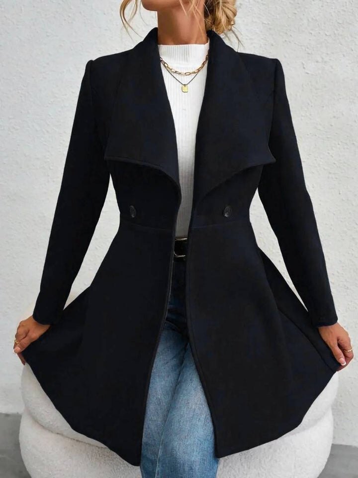Chic Und Stil | Medium-Length Wool Coat Solid Color with Buttons with Notched Collar Long Sleeves Elegant Casual Jacket for Women