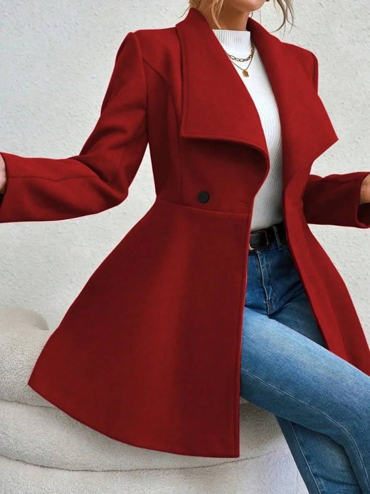 Chic Und Stil | Medium-Length Wool Coat Solid Color with Buttons with Notched Collar Long Sleeves Elegant Casual Jacket for Women