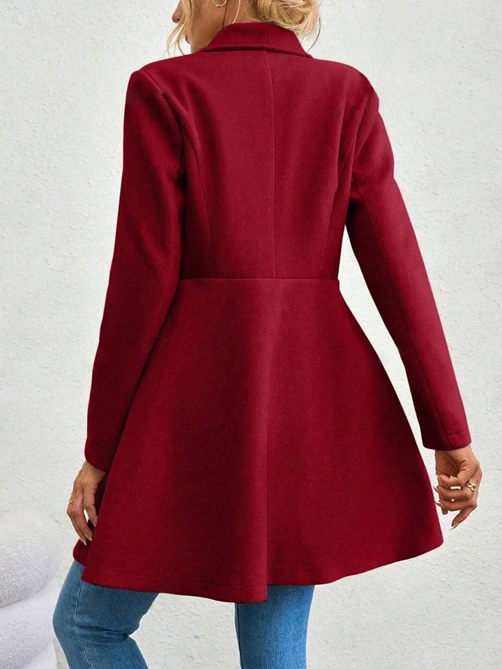 Chic Und Stil | Medium-Length Wool Coat Solid Color with Buttons with Notched Collar Long Sleeves Elegant Casual Jacket for Women