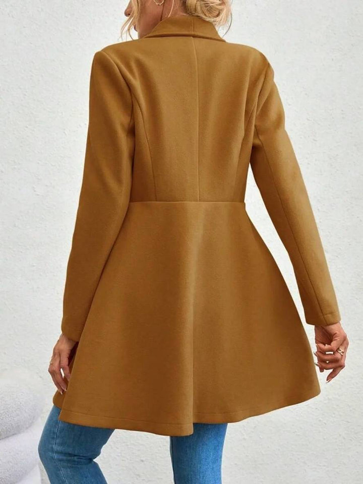 Chic Und Stil | Medium-Length Wool Coat Solid Color with Buttons with Notched Collar Long Sleeves Elegant Casual Jacket for Women