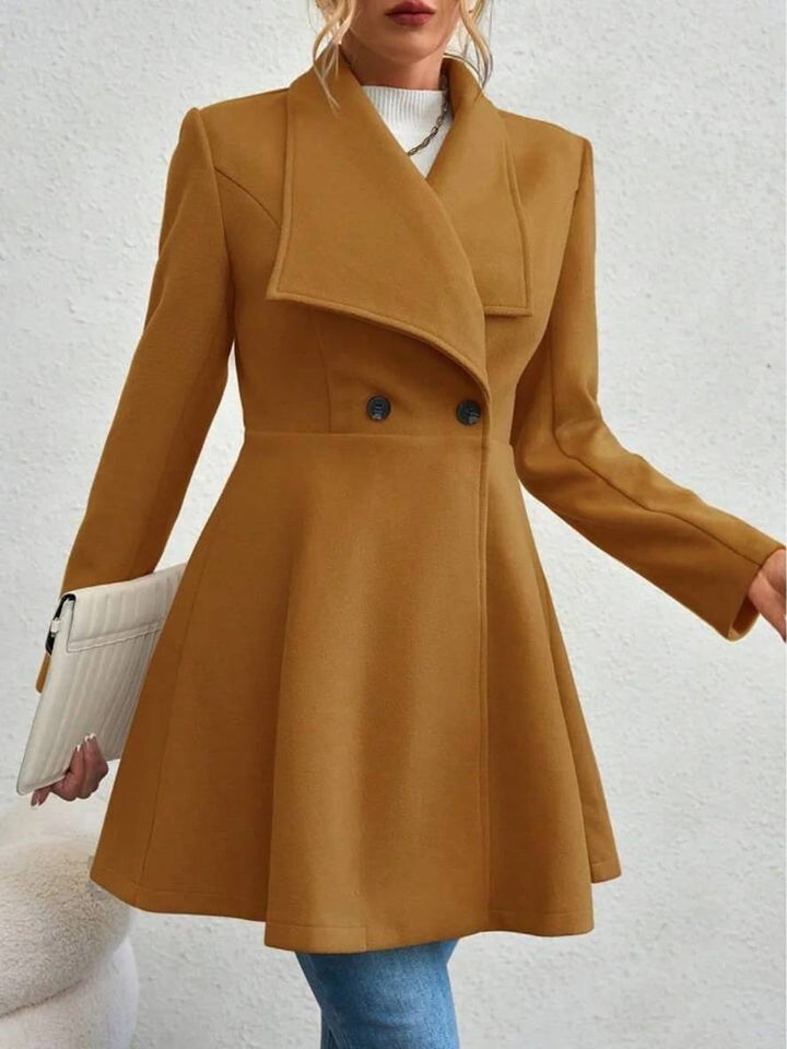 Chic Und Stil | Medium-Length Wool Coat Solid Color with Buttons with Notched Collar Long Sleeves Elegant Casual Jacket for Women
