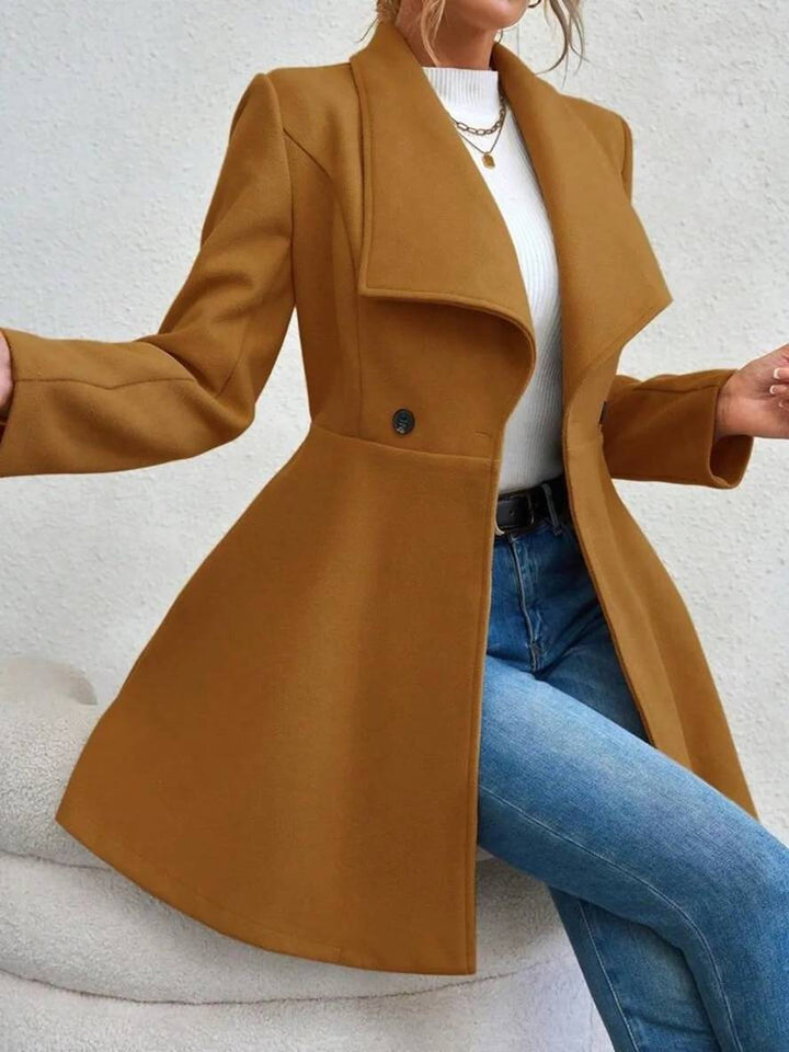 Chic Und Stil | Medium-Length Wool Coat Solid Color with Buttons with Notched Collar Long Sleeves Elegant Casual Jacket for Women