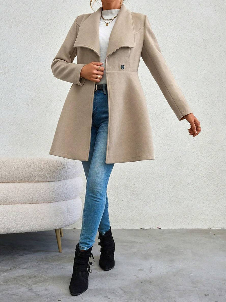 Chic Und Stil | Medium-Length Wool Coat Solid Color with Buttons with Notched Collar Long Sleeves Elegant Casual Jacket for Women