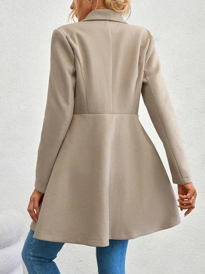 Chic Und Stil | Medium-Length Wool Coat Solid Color with Buttons with Notched Collar Long Sleeves Elegant Casual Jacket for Women