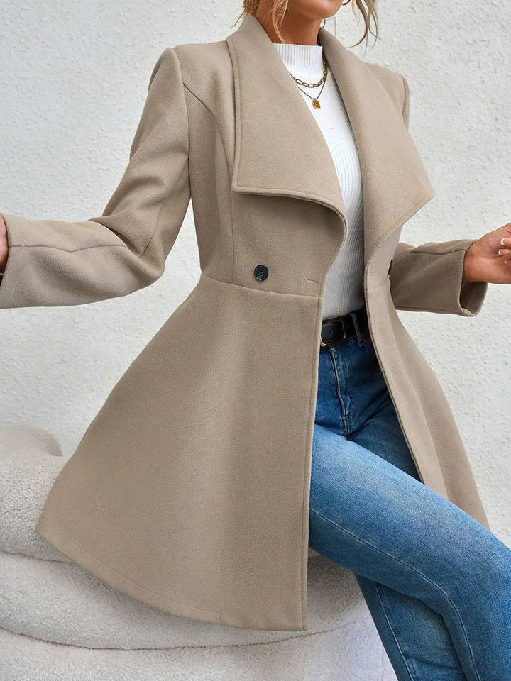 Chic Und Stil | Medium-Length Wool Coat Solid Color with Buttons with Notched Collar Long Sleeves Elegant Casual Jacket for Women