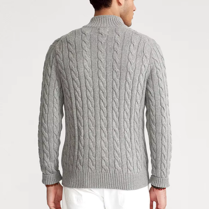 Lune London | Sweater with twisted pattern and half-zip - Elegant casual knit sweater