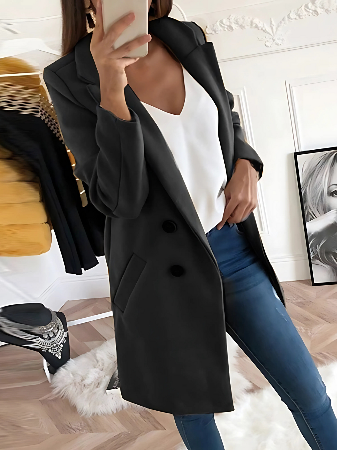 Amarae | Chic Design Coat for Women, Long Sleeve - Winter