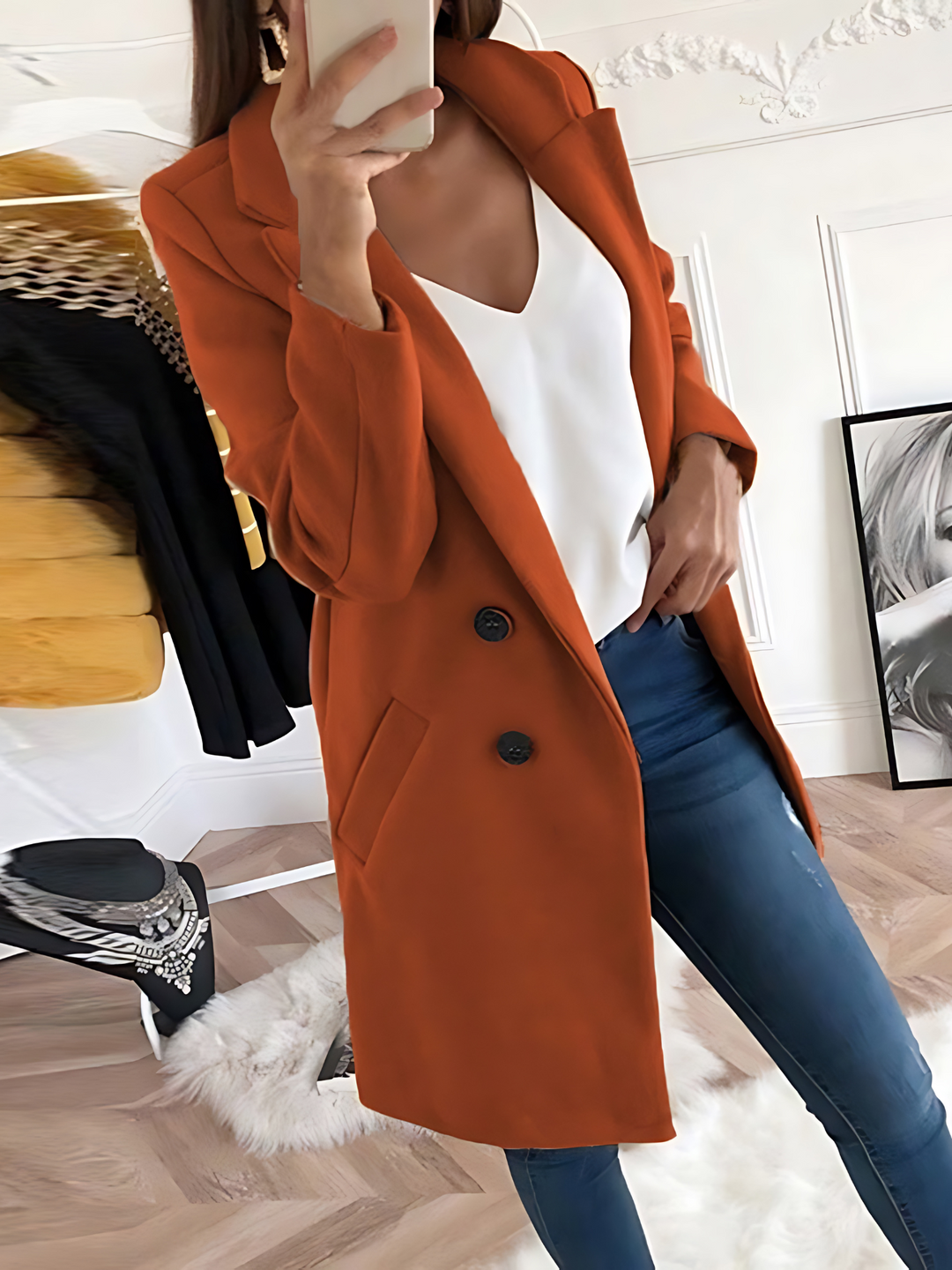 Amarae | Chic Design Coat for Women, Long Sleeve - Winter