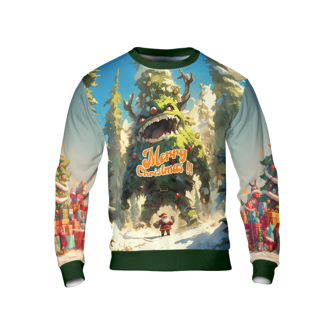 Lune London | Ugly Christmas Tree Monster Sweater, Merry Christmas Santa Sweater - HYPERFAVOR