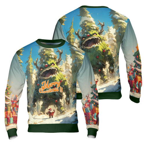 Amarae | Ugly Christmas Tree Monster Sweater, Merry Christmas Santa Sweater - HYPERFAVOR
