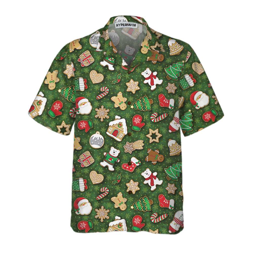 Lune London | Christmas cookie print Hawaiian shirt, Fun Christmas T-shirt, Best Christmas gift