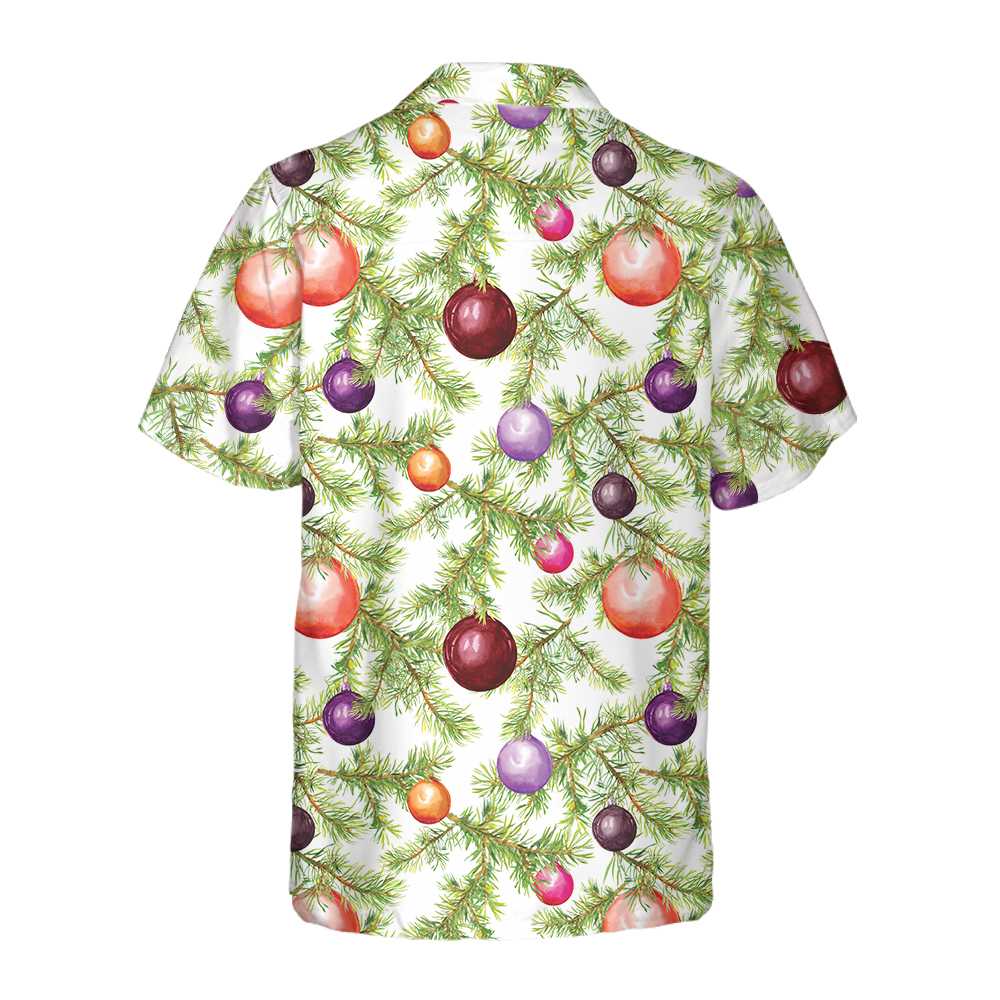Lune London | Christmas balls and Hawaiian shirts with fir branches, Fun Christmas shirt, Best Christmas gift idea