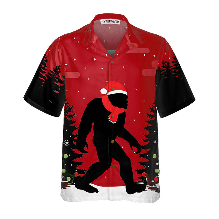 Lune London | Bigfoot Christmas Hawaiian Shirt in the Woods, Fun Bigfoot Christmas T-Shirt for Men
