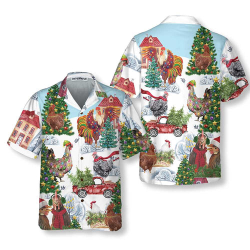 Amarae | Christmas Chicken Hawaiian Shirt, Fun Christmas Chicken Shirt, Best Christmas Gift Idea